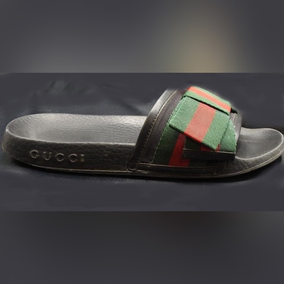 Gucci Women's Satin Web Sylvie Bow Slides Sz 36 - Picture 8 of 13